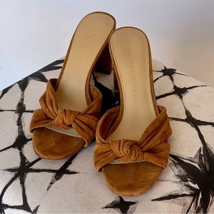 Veronica Beard Ganita Sandal Brown Hazelwood Womens Size 6.5 Slide On Heels